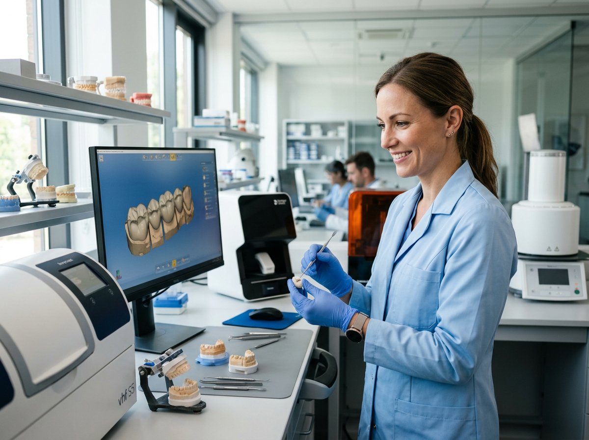 Zahntechnikerin im modernen Labor